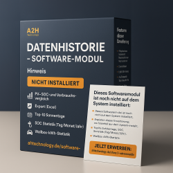 A2H-EMS Software-Modul Datenhistorie & Analyse – PV, SOC, Verbrauch und Wallbox-Statistiken mit Excel-Export
